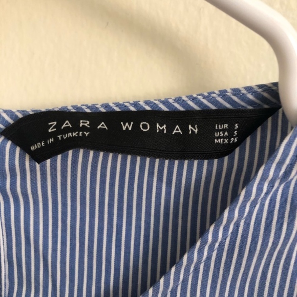 Zara Blue and White Striped Crop Top-S - Picture 4 of 4